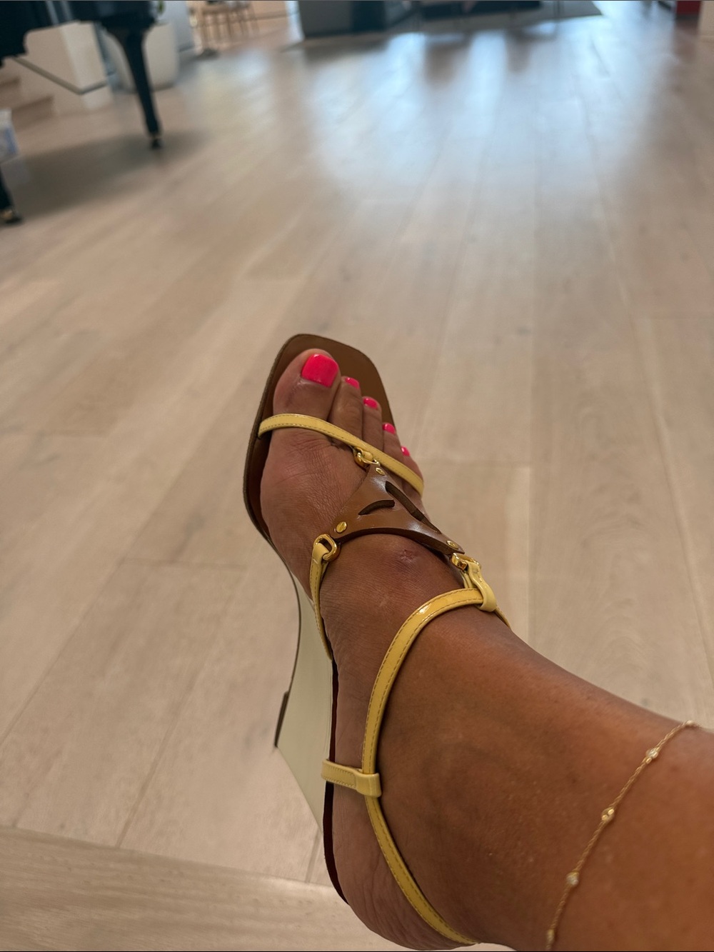 Louis Vuitton Yellow and Brown Strappy Cutout Sandals - Picture 2 of 6